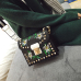  Fashion Embroidery Flower Decorative Black PU Crossbody Bag