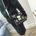  Fashion Embroidery Flower Decorative Black PU Crossbody Bag