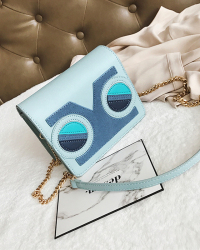  Fashion Patchwork Blue PU Crossbody Bags