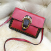  Fashion Pearl Decorative Red Leather Crossbody Bag