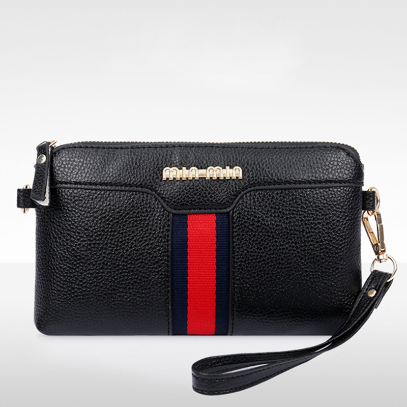  Fashion Zipper Design Black PU Clutches Bags