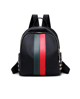 Fashion Zipper Design Striped Green leather Backpacks