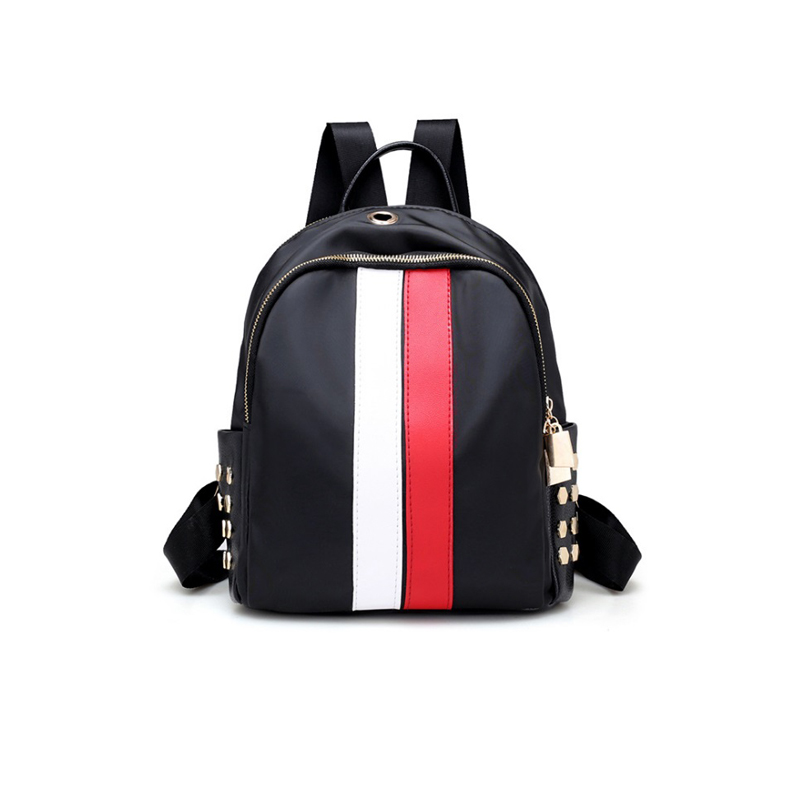  Fashion Zipper Design Striped White leather Backpacks