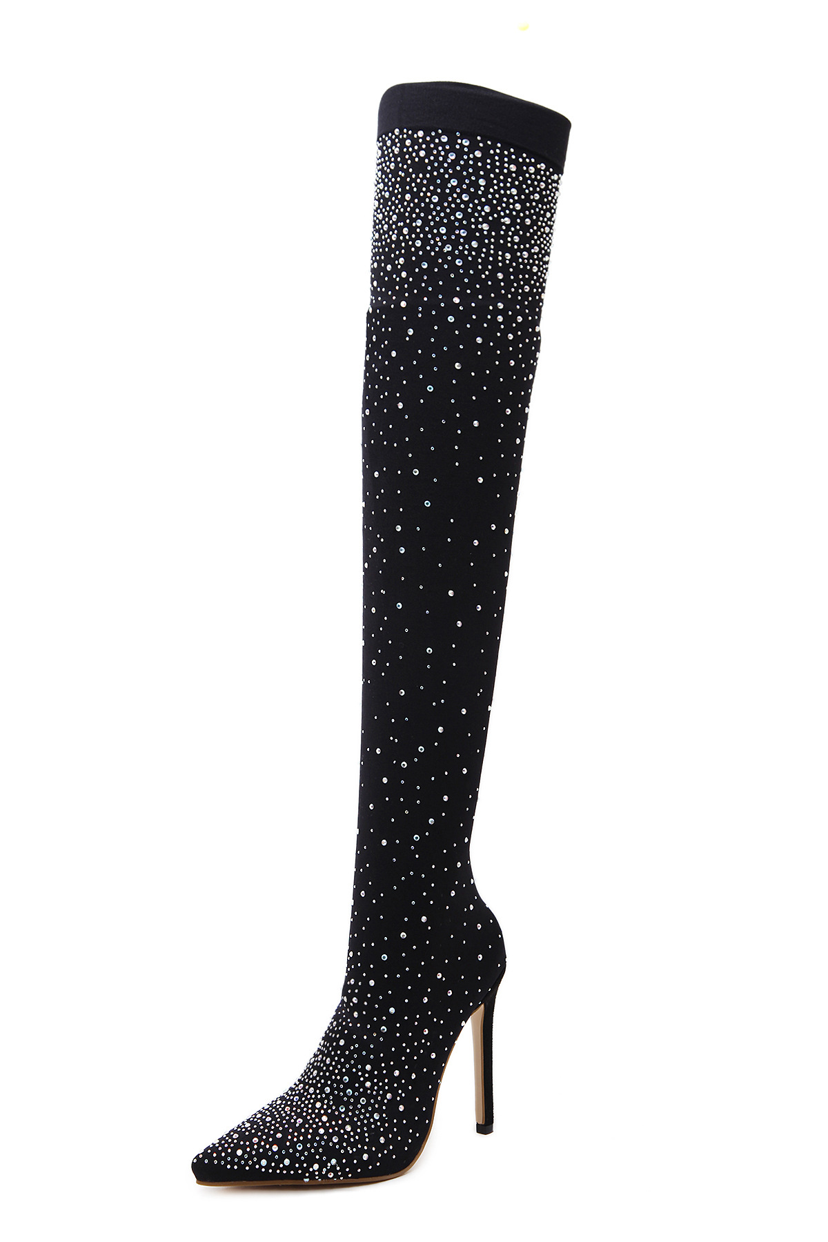 Explosion nightclub high heels pointed on the high-heeled boots shiny #95008