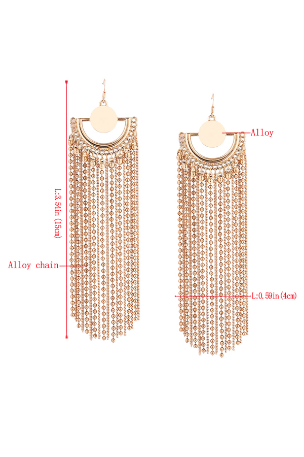  Fashion Tassel Design Gold Metal Earring