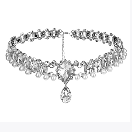 Fashion Rhinestone Decorative White Crystal Choker