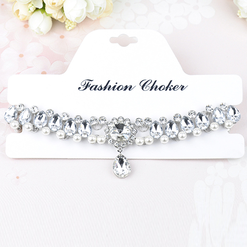 Fashion Rhinestone Decorative White Crystal Choker