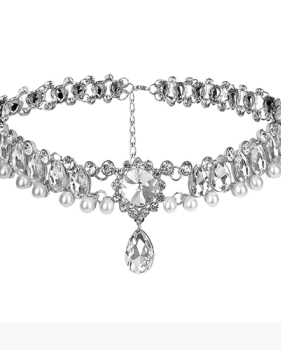 Fashion Rhinestone Decorative White Crystal Choker