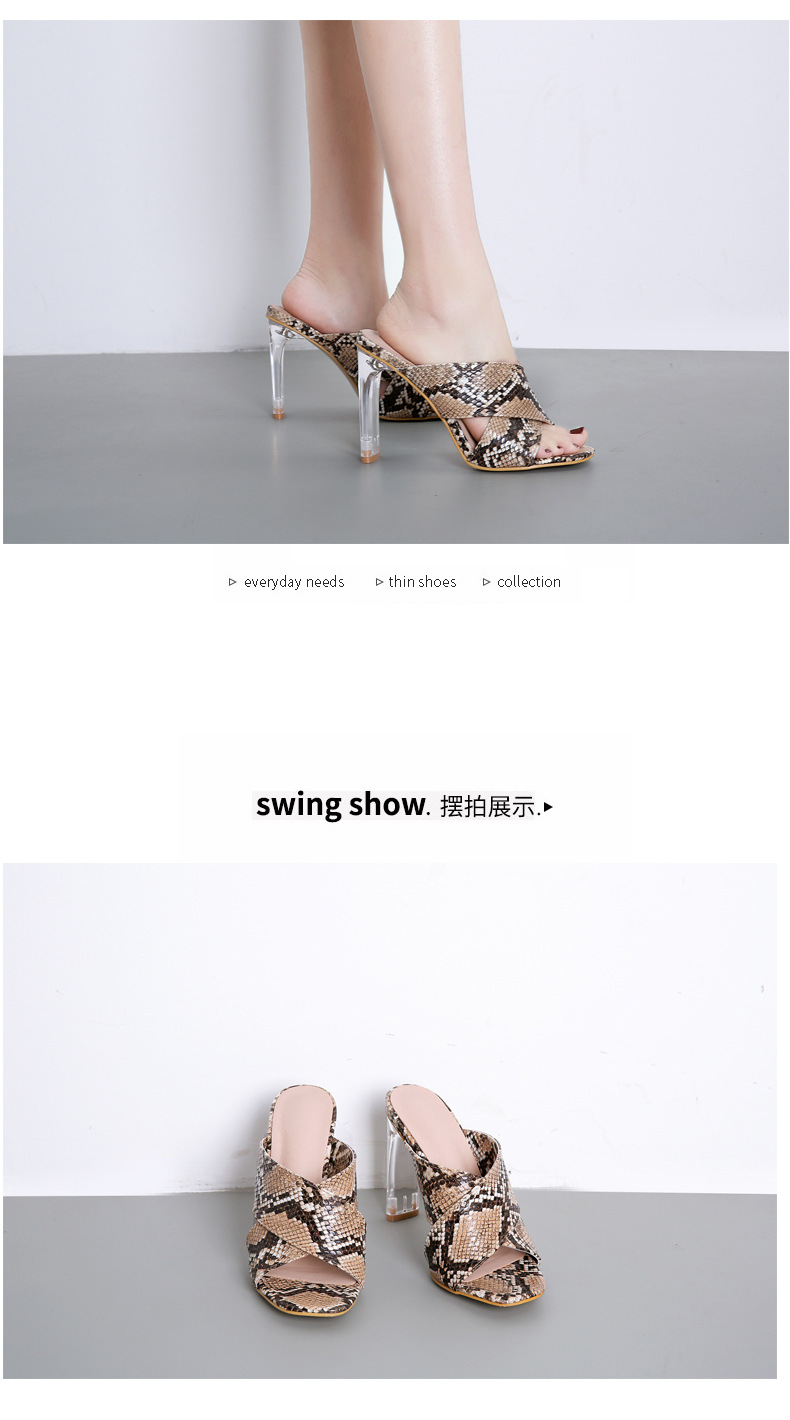 Sexy fashion new explosions snakeskin glass high heel sandals snakeskin Shoes #95010