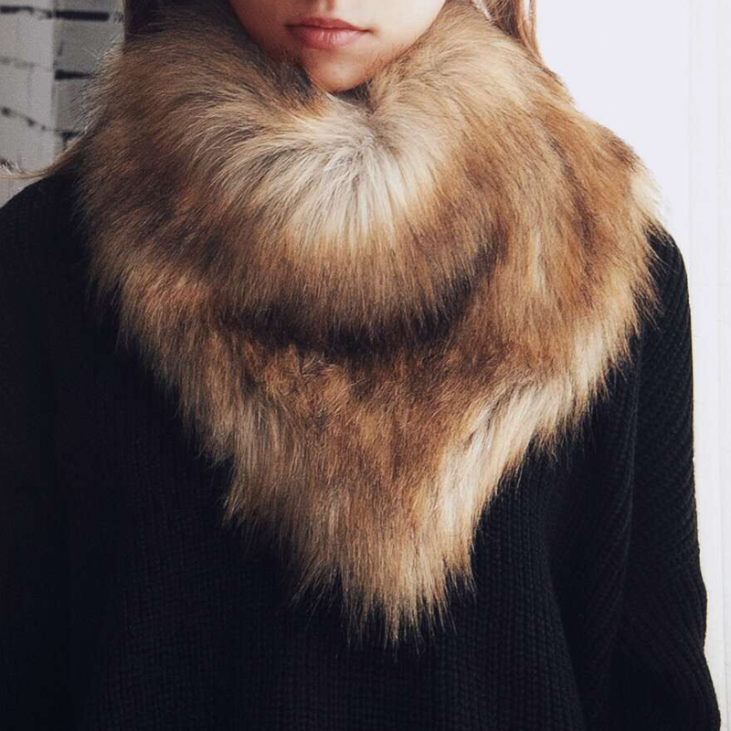  Fashionable Fur Design Khaki Wool Scarves