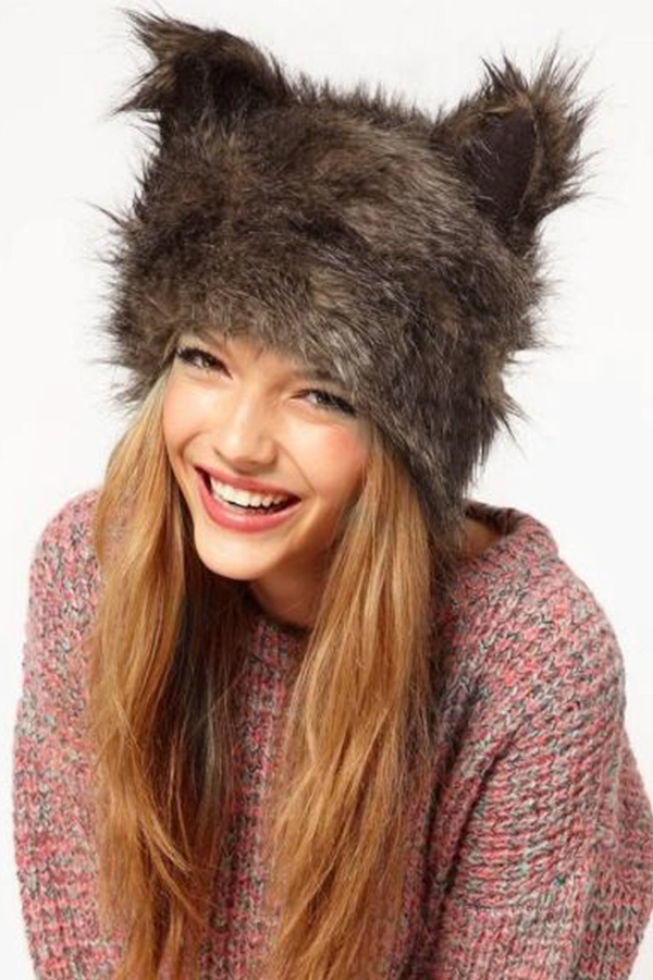  Lovely Animal Ear Design Brown Wool Hats