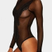  Sexy Round Neck Embroidered Design See-Through Black Lace Teddies