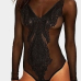  Sexy Round Neck Embroidered Design See-Through Black Lace Teddies