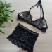 Sexy Euramerican Spaghetti Strap Sleeveless Rhinestone Decorative Black Lace Two-piece Skirt Set