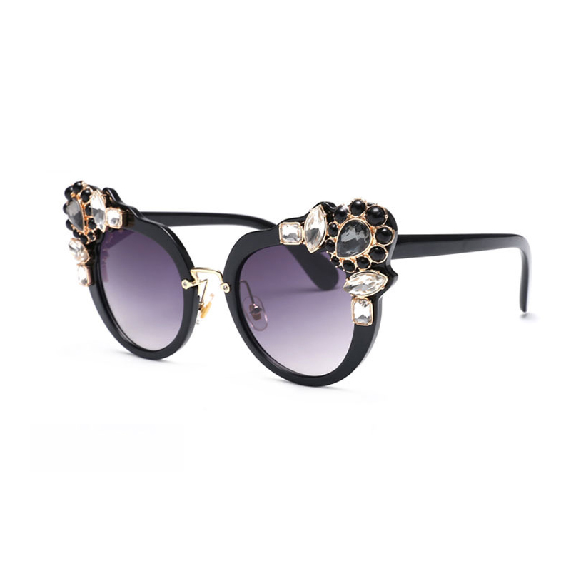  Euramerican Diamante Decorative Black PC Sunglasses