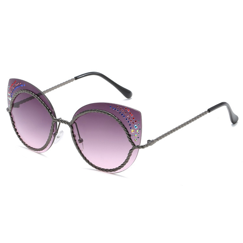  Euramerican Rhinestone Decorative Grey Plastic Sunglasses