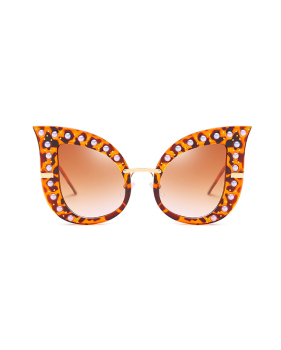  Fashion Pearl Decoration Leopard PC Sunglasses