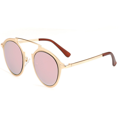 Euramerican Round-shaped Frame Design Pink PC Sunglasses