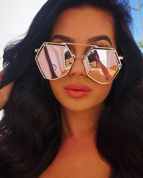 Fashion Hollow-out Pink PC Sunglasses