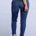  Euramerican High Waist Broken Holes Blue Denim Pants