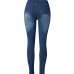  Euramerican High Waist Broken Holes Deep Blue Denim Pants