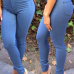  Euramerican High Waist Zipper Design Blue Denim Pants