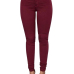  Euramerican High Waist Zipper Design Wine Red Denim Pants