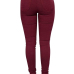  Euramerican High Waist Zipper Design Wine Red Denim Pants