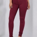  Euramerican High Waist Zipper Design Wine Red Denim Pants