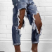  Euramerican Mid Waist Broken Holes Blue Denim Pants Jeans