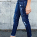  Euramerican Patchwork Dark Blue Denim Pants