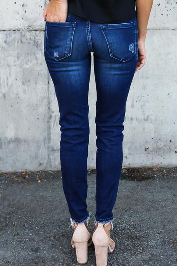  Euramerican Patchwork Dark Blue Denim Pants