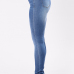  Fashion Mid Waist Blue Denim Zipped Jeans