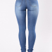  Fashion Mid Waist Blue Denim Zipped Jeans