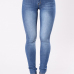  Fashion Mid Waist Blue Denim Zipped Jeans