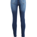  Fashion Mid Waist Broken Holes Blue Denim Zipped Jeans