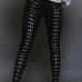  Fashionable High Waist Lace-up Hollow-out Black Denim Pants