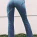  Fashionable  High Waist Zipper Design Blue Denim Jeans