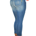  Fashionable Mid Waist Broken Holes Blue Denim Zipped Pants