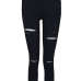  Leisure Broken Holes Black Cotton Skinny Ninth Pants