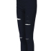  Leisure Broken Holes Black Cotton Skinny Ninth Pants