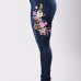  Stylish High Waist Embroidered Design Dark Blue Denim Pants