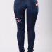  Stylish High Waist Embroidered Design Dark Blue Denim Pants