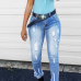  Stylish High Waist Tassel Design Blue Denim Pants