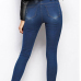  Stylish Mid Waist Broken Holes Dark Blue Denim Pants