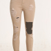  Trendy High Waist Broken Holes Apricot Denim Pants