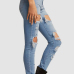  Trendy High Waist Broken Holes Baby Blue Denim Jeans