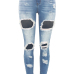  Trendy High Waist Broken Holes Baby Blue Denim Jeans