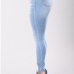  Trendy High Waist Broken Holes Baby Blue Denim Pants