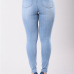  Trendy High Waist Broken Holes Baby Blue Denim Pants